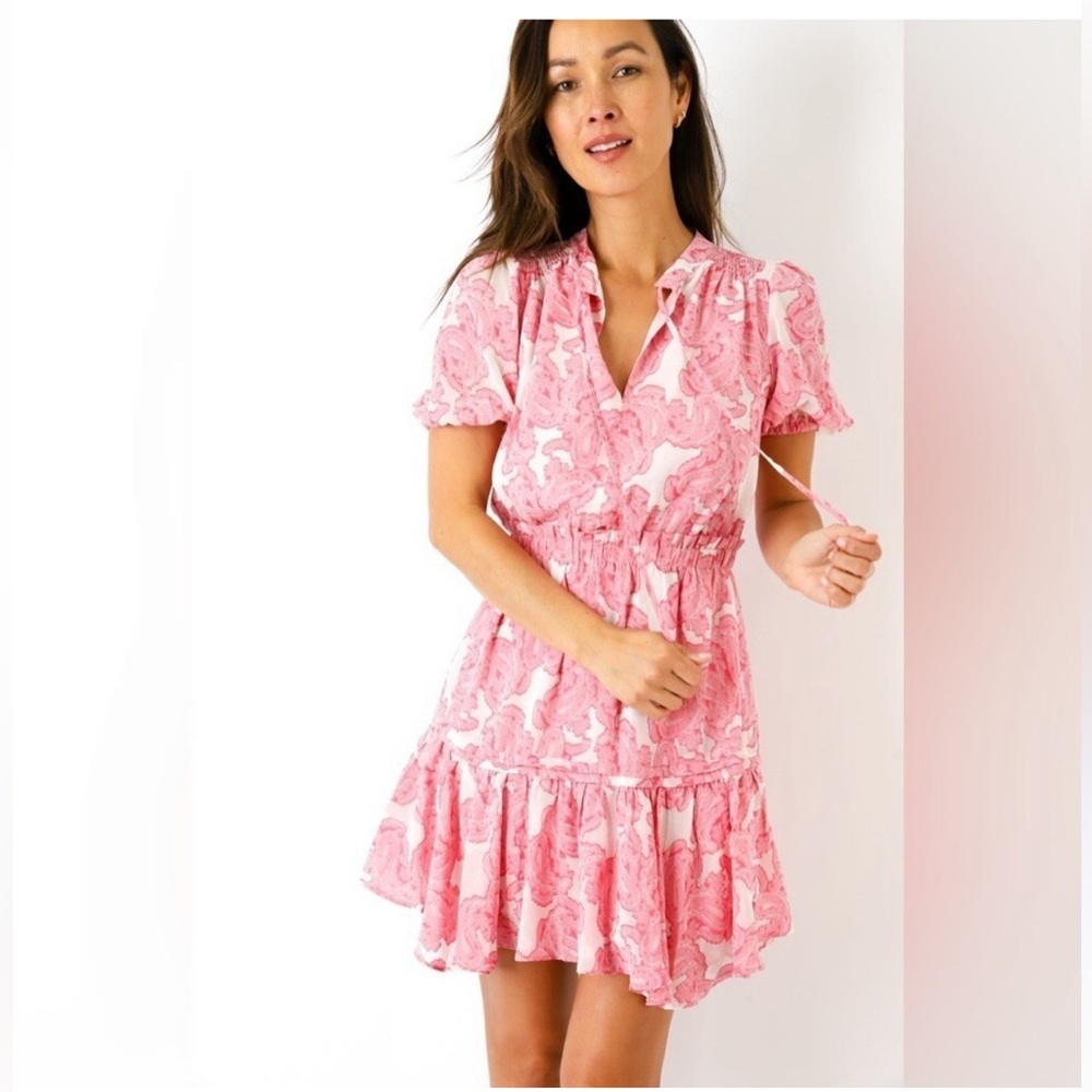Current Air Abstract Paisley Mini Dress Resort Rose Pink Medium